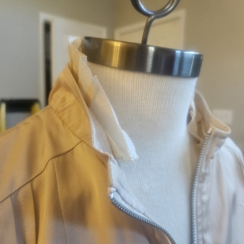 Women's Elegant Cream Bomber Jacket - Picture 6 of 6